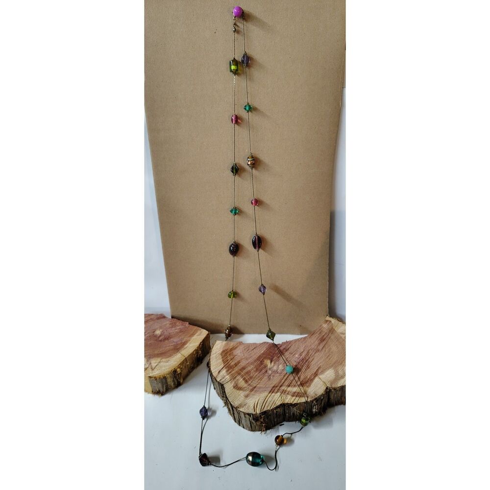 Beautiful Boho Style Long (48") Glass Bead Necklace Artisan Jewelry
